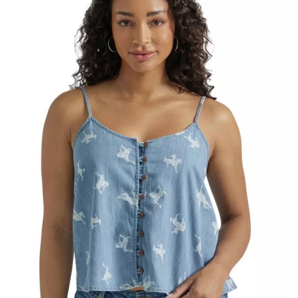 Wrangler Women's Blue Denim Spaghetti Strap Top